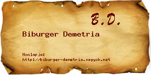 Biburger Demetria névjegykártya